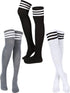 SATINIOR 3 Pairs Knee High Socks Thigh High Socks Triple Stripe over the Knee Socks Long Opaque Thigh High Stockings...